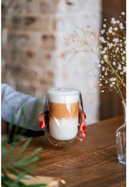 Geo 2 db-os duplafalú lattés pohár készlet, 350 ml - Vialli Design