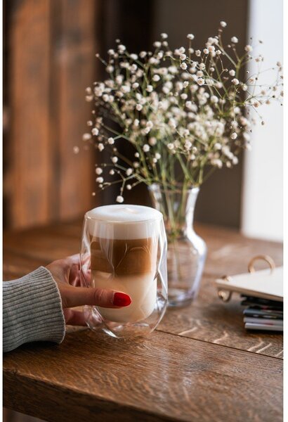 Geo 2 db-os duplafalú lattés pohár készlet, 350 ml - Vialli Design