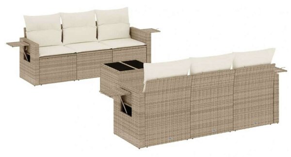 VidaXL Polyrattan Kerti Ülőgarnitúra - 7 részes - Bézs
