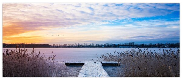 Kép - Befagyott tó, Ełk, Mazury, Lengyelország (120x50 cm)