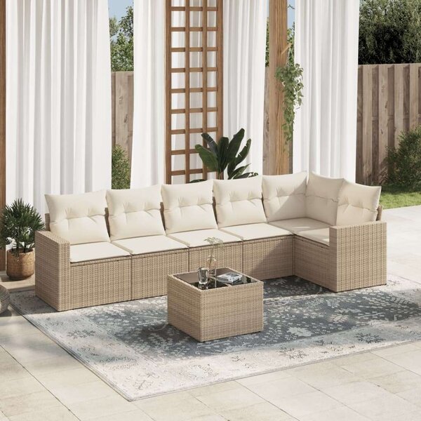 VidaXL Polyrattan Kerti Ülőgarnitúra - 7 részes - Bézs