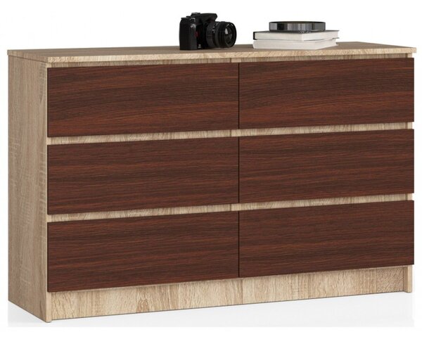 Komód K120 6SZ (sonoma tölgy/wenge)