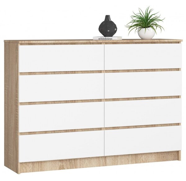 K140 8SZ komód, sonoma tölgy / fehér színben