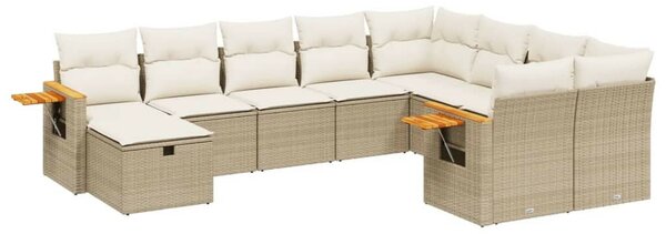 VidaXL Polyrattan Kerti Ülőgarnitúra - 10 részes - Bézs