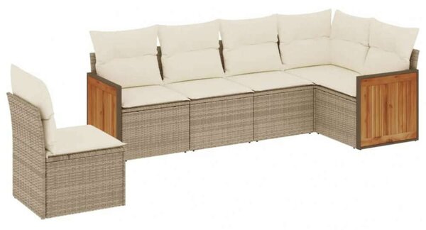 Polyrattan Kerti Ülőgarnitúra - 6 részes - Bézs
