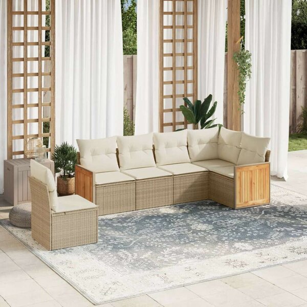 Polyrattan Kerti Ülőgarnitúra - 6 részes - Bézs