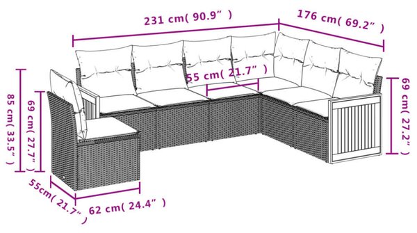 Polyrattan Kerti Ülőgarnitúra - 6 részes - Bézs
