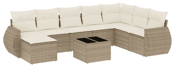 VidaXL Polyrattan Kerti Ülőgarnitúra - 9 részes - Bézs
