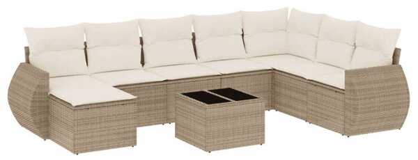 VidaXL Polyrattan Kerti Ülőgarnitúra - 9 részes - Bézs