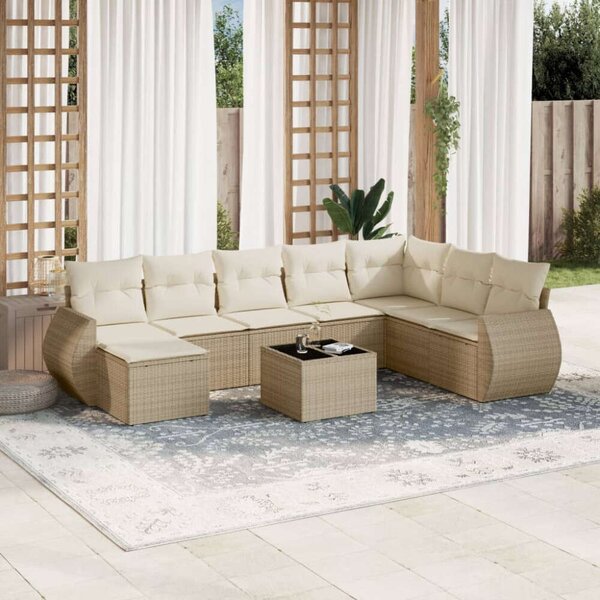 VidaXL Polyrattan Kerti Ülőgarnitúra - 9 részes - Bézs