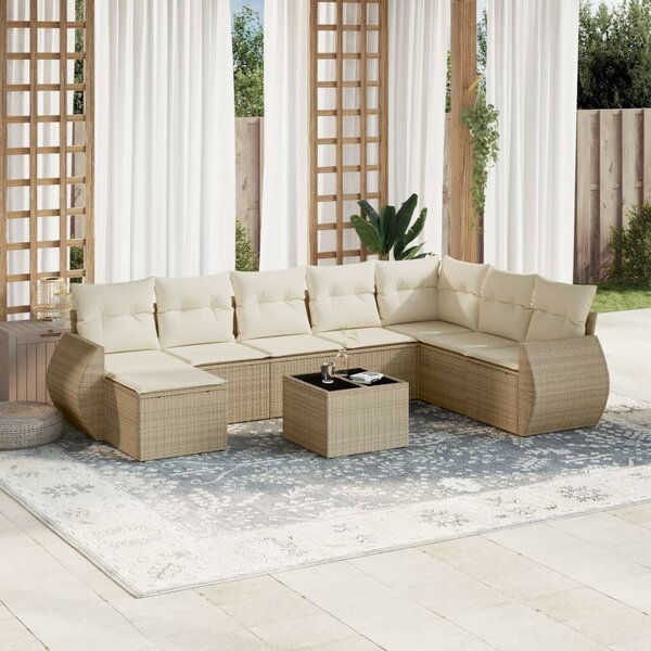 VidaXL Polyrattan Kerti Ülőgarnitúra - 9 részes - Bézs