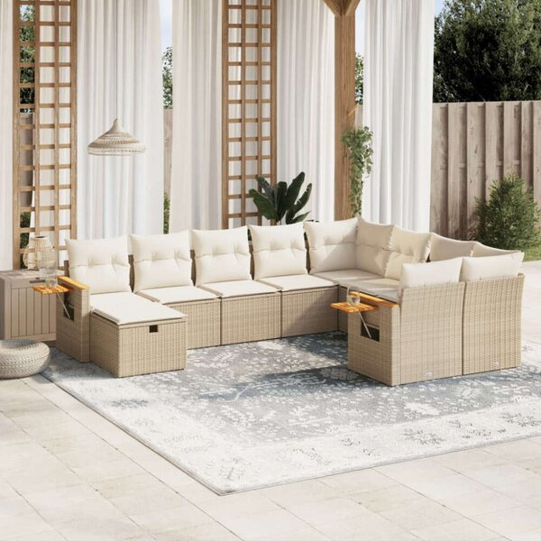 VidaXL Polyrattan Kerti Ülőgarnitúra - 10 részes - Bézs