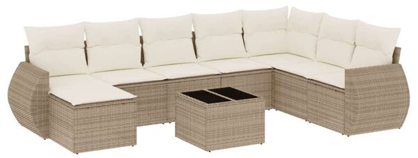 VidaXL Polyrattan Kerti Ülőgarnitúra - 9 részes - Bézs