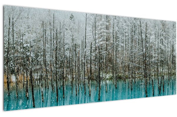 Kép - Türkiz tó, Biei, Japán (120x50 cm)