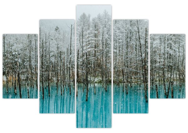 Kép - Türkiz tó, Biei, Japán (150x105 cm)