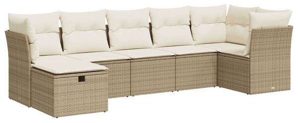 VidaXL Polyrattan Kerti Ülőgarnitúra - 7 részes - Bézs