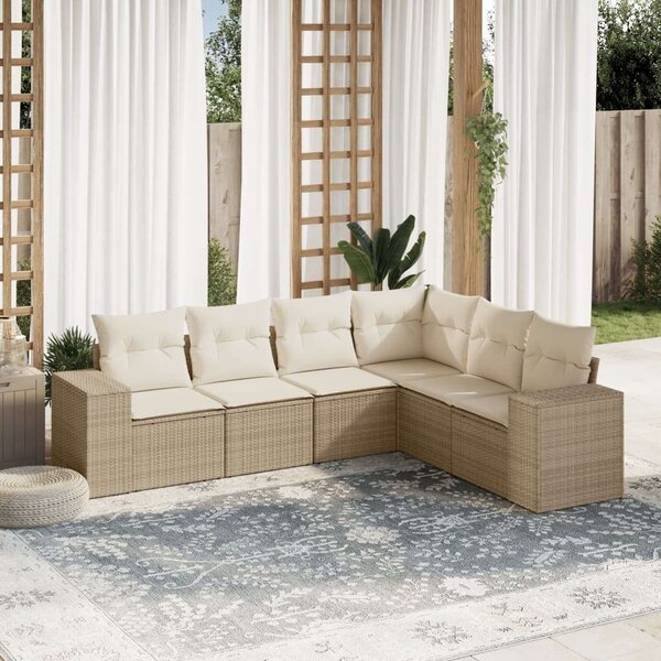VidaXL Polyrattan Kerti Ülőgarnitúra - 6 részes - Bézs
