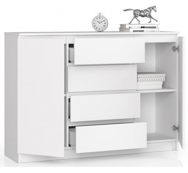 K140 2D4SZ komód, fehér színben