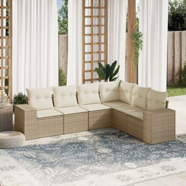 VidaXL Polyrattan Kerti Ülőgarnitúra - 6 részes - Bézs