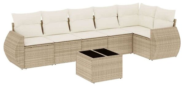 VidaXL Polyrattan Kerti Ülőgarnitúra - 7 részes - Bézs