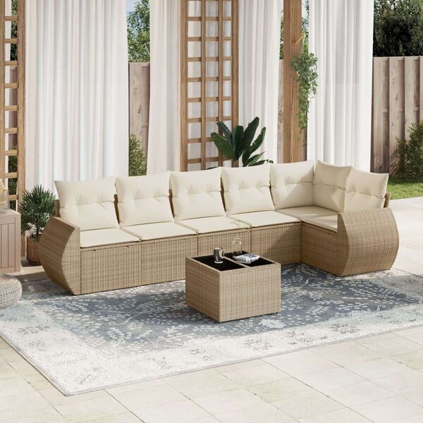 VidaXL Polyrattan Kerti Ülőgarnitúra - 7 részes - Bézs