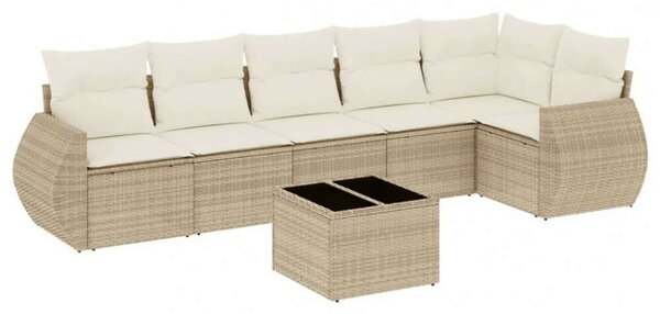 VidaXL Polyrattan Kerti Ülőgarnitúra - 7 részes - Bézs
