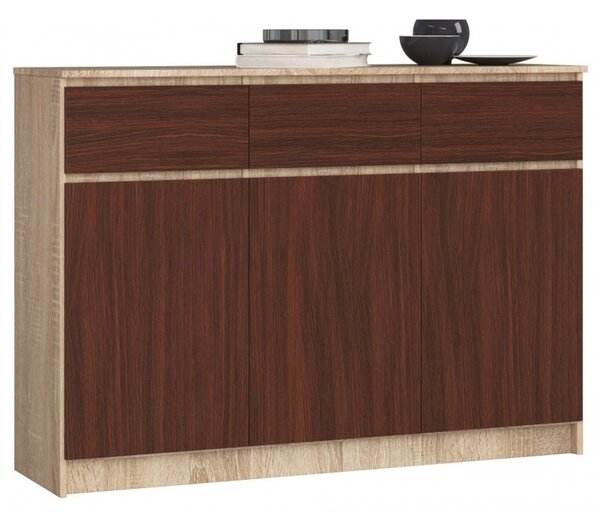 K140 3D3SZ komód, sonoma tölgy / wenge színben