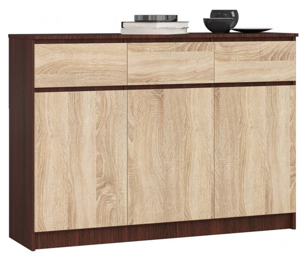 K140 3D3SZ komód, wenge / sonoma tölgy színben