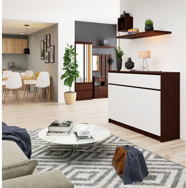 K140 3D3SZ komód, wenge / fehér színben