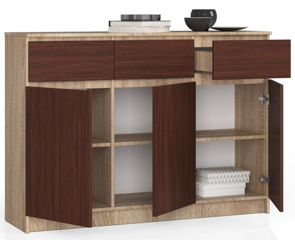 K140 3D3SZ komód, sonoma tölgy / wenge színben