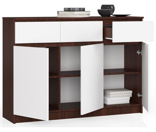 K140 3D3SZ komód, wenge / fehér színben