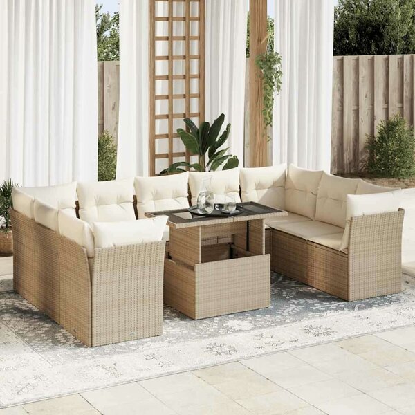 VidaXL Polyrattan Kerti Ülőgarnitúra - 10 részes - Bézs