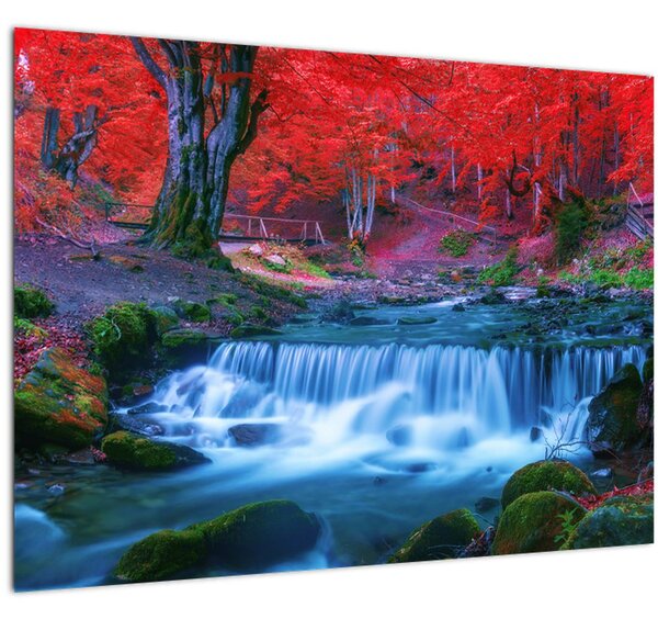 Kép Vízesés egy vörös erdőben (70x50 cm)