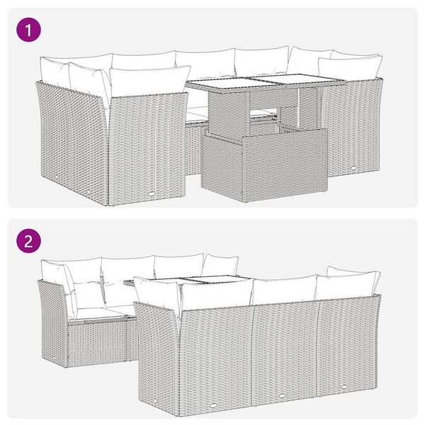 VidaXL Polyrattan Kerti Ülőgarnitúra - 7 részes - Bézs