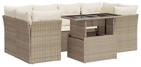 VidaXL Polyrattan Kerti Ülőgarnitúra - 7 részes - Bézs