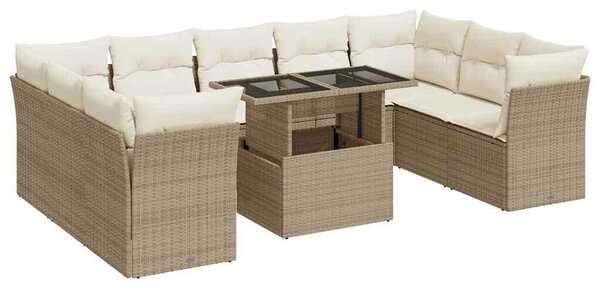 VidaXL Polyrattan Kerti Ülőgarnitúra - 10 részes - Bézs