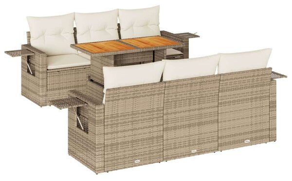 VidaXL 7 részes bézs polyrattan kerti ülőgarnitúra párnákkal