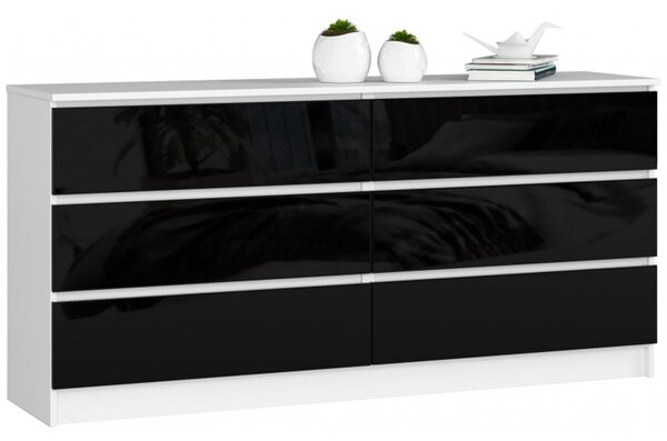 K160 6SZ komód, fényes fekete/fehér