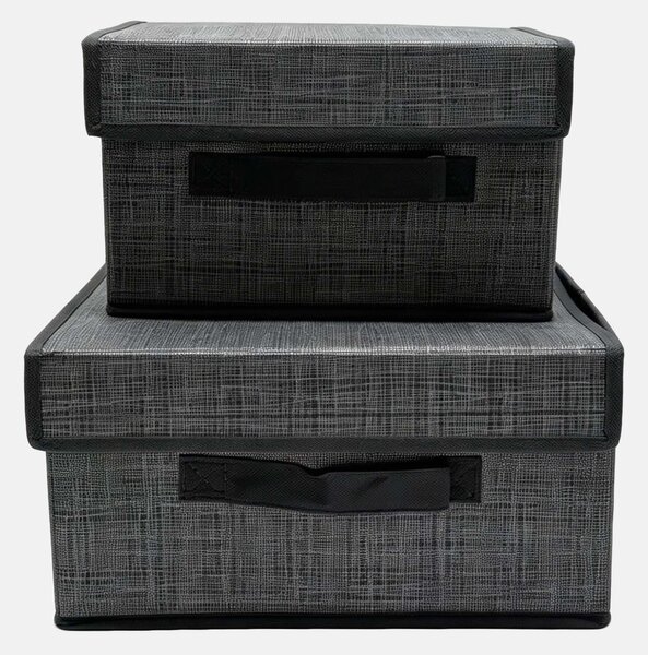 Sinsay - Összecsukható tárolódobozok fogantyúkkal 2 pack - sötétszürke