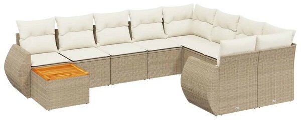 VidaXL 10 részes bézs polyrattan kerti ülőgarnitúra párnával