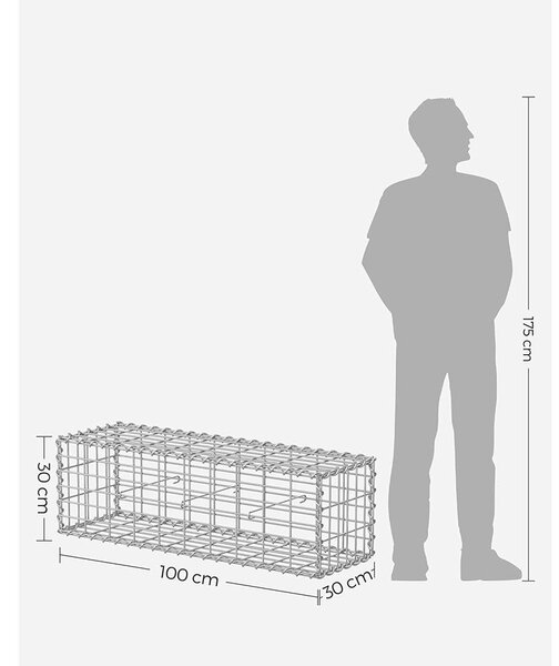 Gabion kosár, fém gabion ketrec 100 x 30 x 30 cm