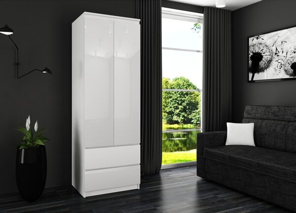 STAR S60 2D 2SZ gardróbszekrény – fényes fehér