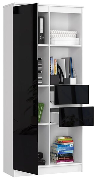 R15 R80 1D 2SZ polcos szekrény – fehér/fekete