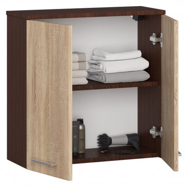 FIN W60 2D függesztett fürdőszobai szekrény – wenge/sonoma tölgy