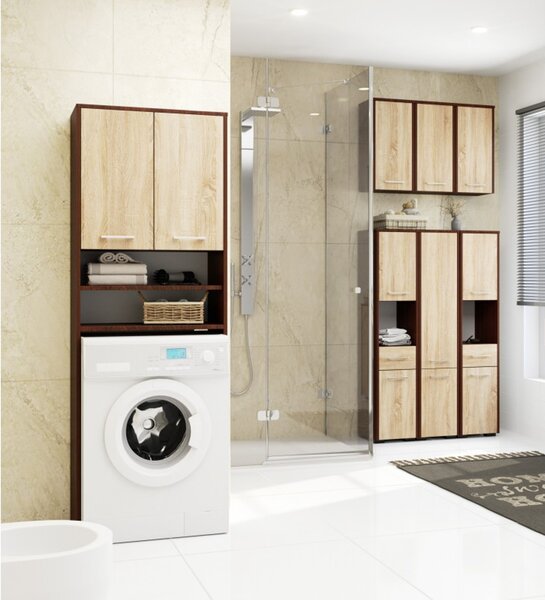 FIN W60 2D függesztett fürdőszobai szekrény – wenge/sonoma tölgy
