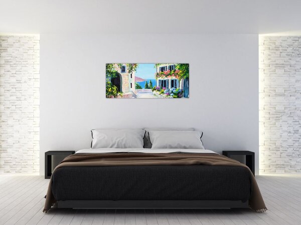 Kép - görög utca, olajfestmény (120x50 cm)