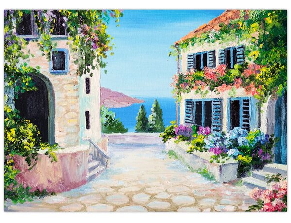 Kép - görög utca, olajfestmény (70x50 cm)