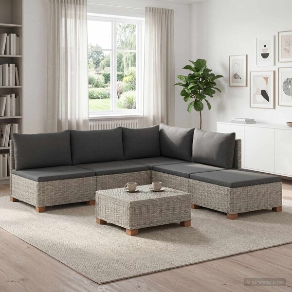VidaXL 6 db Rattan Kerti Bútor Készlet Párnákkal GENDT Kubu Szürke