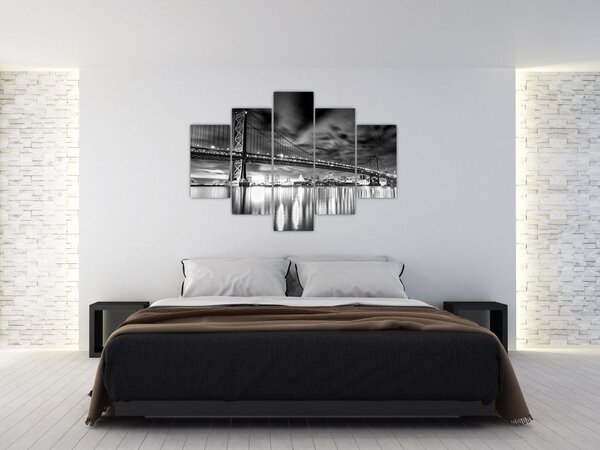 Kép - Benjamin Franklin híd, Philadelphia, fekete-fehér (150x105 cm)