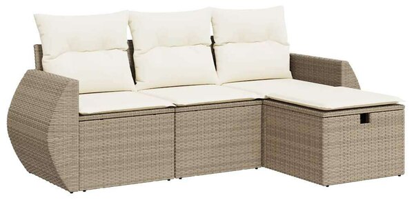 VidaXL 4 részes bézs polyrattan kerti ülőgarnitúra párnákkal